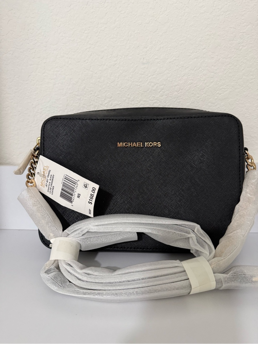 Michael Kors Black Crossbody with Gold Logo